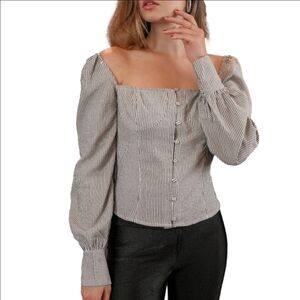 THURSDAYS and every other day" PinstripedStriped Black and White  Blouse SZ Med